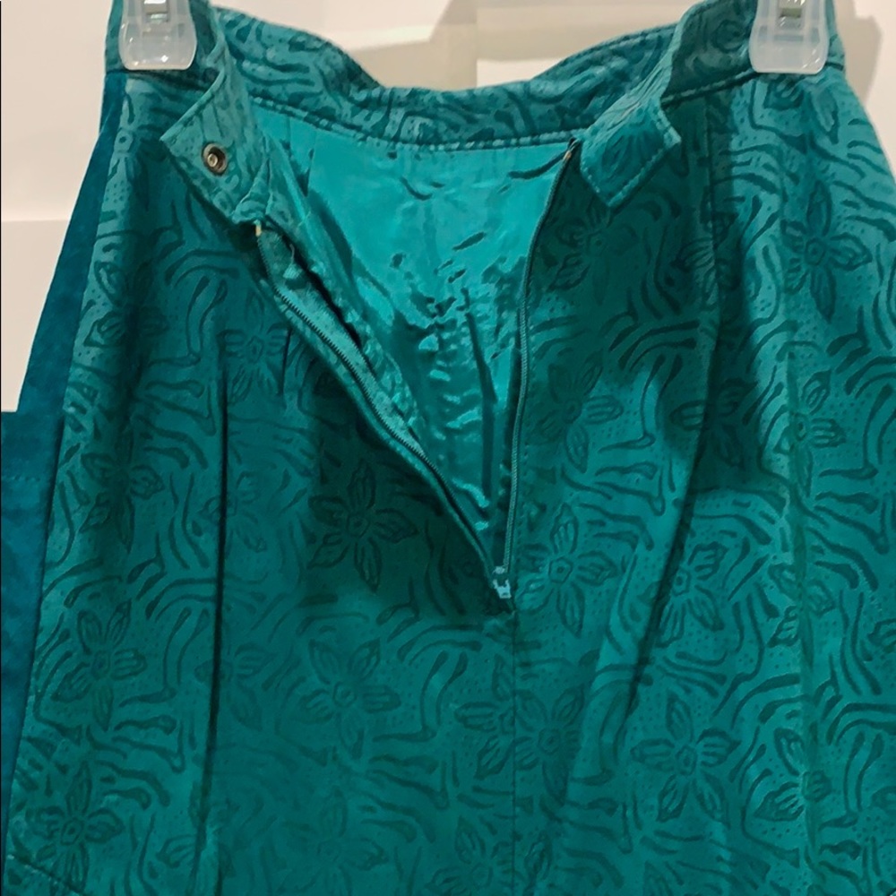 Vintage Green Suede and Leather Pencil Skirt - Picture 5 of 9